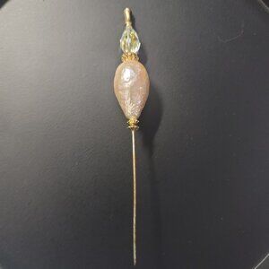 Vintage Venetian Art Glass Tear Drop Hat Stick Pin